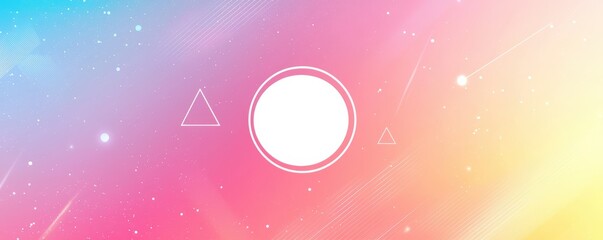 Canvas Print - abstract pastel gradient background with white geometric shapes, including circles and triangles, of