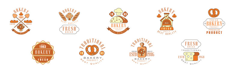 Wall Mural - Bakery Product Logo and Company Label Design Vector Set