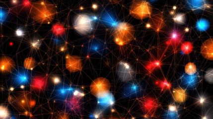 Bright geometric pattern with colorful lights and connections