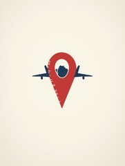 Poster - An airplane icon is depicted soaring towards a map pin, symbolizing the joy of discovering new travel destinations and adventures. Generative AI