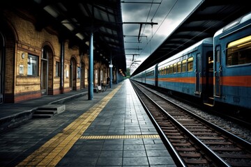 Canvas Print - Train station train railway vehicle.