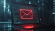 © Johannes - Email Security Warning: Phishing Alert. A laptop screen highlights a digital envelope with a warning sign, indicating the risk of phishing via email.