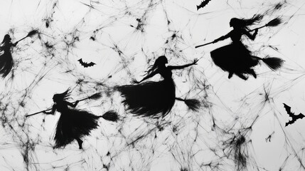 Wall Mural - halloween wallpaper with witch