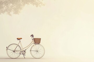 Aufkleber - A simple yet elegant bicycle with a basket stands quietly, promoting sustainable transport and a peaceful ambiance. Generative AI