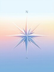 Poster - A geometric compass rose design with sharp lines and a central point highlights directional themes suitable for various artistic applications. Generative AI