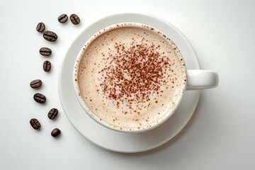 Sticker - A beautifully crafted cup of coffee with latte art on a white table with stains