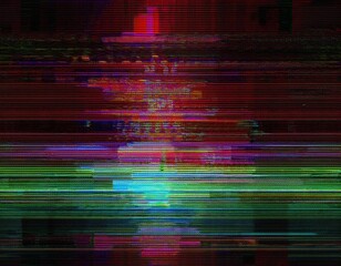 Wall Mural - abstract broken or no signal television tv or computer screen glitch with noisy grain and scanlines background overlay generative ai