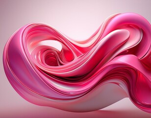 Wall Mural - abstract twisted pink fluid shape on a light background with pink and red colors