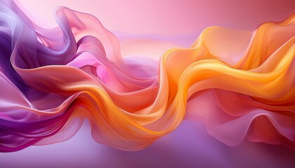 Wall Mural - colorful smoke in the air with a pink and purple background flowing fabric light orange and yellow styles organic fluid shapes fluid forms colorful curves delicate silk texture