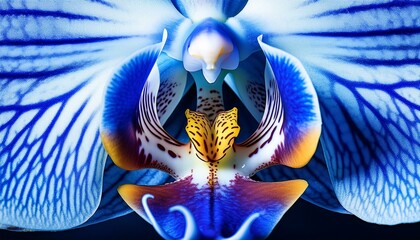 Wall Mural - detailed macro image of a blue orchid flower