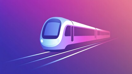 Poster - A streamlined train icon moves gracefully along its tracks, enhanced by vibrant colors and a smooth gradient backdrop. Generative AI