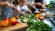 © Iona - A family with young children enjoys cooking together, surrounded by fresh vegetables, creating a scene of love and togetherness in the kitchen.