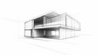 © Thiago - Minimal architectural wireframe of structural mockup box components on white background. Pencil Sketch. Illustration