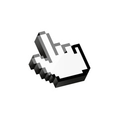 White hand cursor for computer. Desktop hand pointer icon.