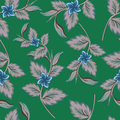 flower seamless pattern on green background