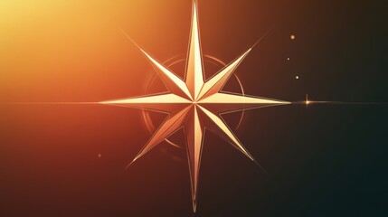 Poster - This geometric compass rose design showcases sharp lines converging at a bright, central point surrounded by a soft glow. Generative AI
