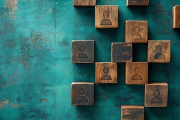 Wooden Blocks with Person Symbols - Team, Community, Unity