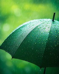 close-up of umbrella in the rain 