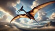 © Kepler - Pterodactyl flying over prehistoric landscape with dramatic clouds