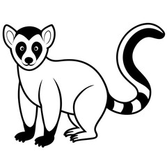 Wall Mural - Cute animal Lemur mascot logo line art vector illustration