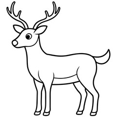 Wall Mural - Cute animal Reindeer line art vector illustration