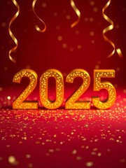 New year 2025, sparkling fireworks and bright inscription hello 2025 on a dark background. concept of postcards and backdrop. New Year 2025. Ultra realistic. Photorealistic 