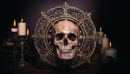 Gothic Skull Centerpiece on dark background