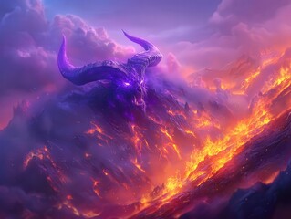 Epic Battle of Fire and Shadow The Rise of the Dark Lord in a Fiery Landscape