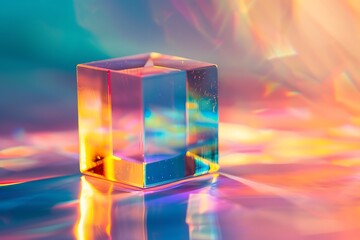 Poster - Colorful abstract background with glass cube