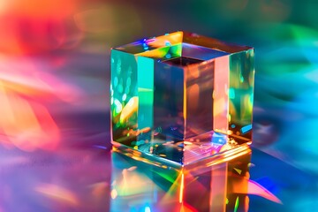 Poster - Colorful abstract background with glass cube