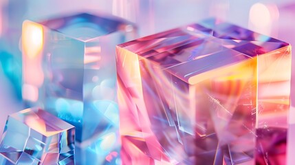 Poster - Colorful abstract background with glass cube