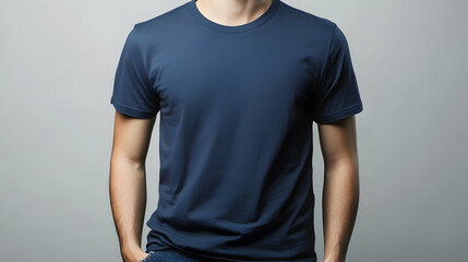 Dark Blue T-Shirt: Classic blank tee in dark blue, ready for customization.  