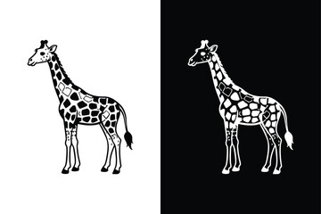 Giraffe icon vector silhouettes isolated on a white background.	