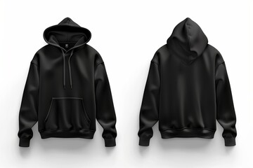 Canvas Print - mock up black hoodie on white background