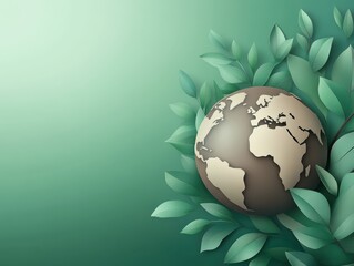 Hand Holding Globe in Green Foliage Illustration	