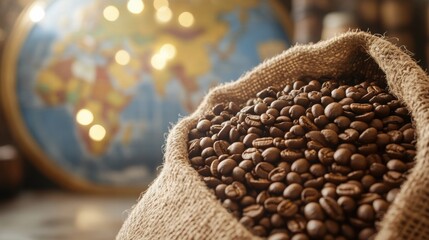 Wall Mural - coffee beans in a sack