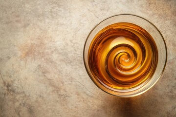 Poster - Delicate tea swirls form abstract shapes against a backdrop of soft, muted natural tones, showcasing a calming ambience. Generative AI