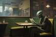 © Alex_iArt - An alien in a vintage coffee shop