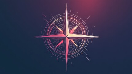 Fototapete - The artwork showcases a geometric compass rose with clean lines and a vibrant backdrop, emphasizing direction and navigation. Generative AI