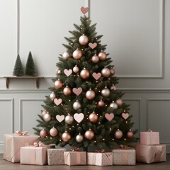 Poster - A beautifully decorated Christmas tree with gifts beneath it.