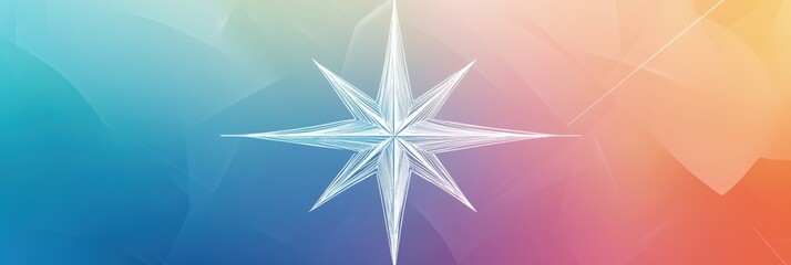 Fototapete - A geometric compass rose showcases sharp, clean lines and a central point, set against a vibrant gradient backdrop. Generative AI
