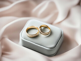 Luxurious gold and silver wedding and engagement rings, beautifully designed in jewelry boxes or on soft fabrics.