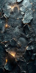 Sticker - A dramatic close-up of cracked stone surfaces with glowing fissures, creating an intense and textured background. Ideal for themes of strength and resilience.