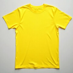 Vibrant yellow t shirt on neutral background