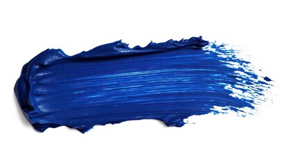 Abstract blue paint stroke isolated on white background.