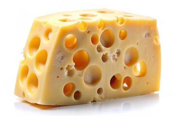 Masdam cheese with large holes on white background