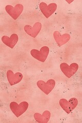 Wall Mural - A patterned background featuring pink hearts on a textured peach surface.