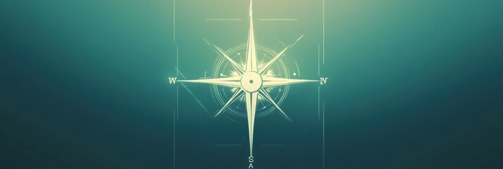 Poster - This design showcases a clean, geometric compass rose with sharp lines, highlighting directional points in a minimalist style. Generative AI