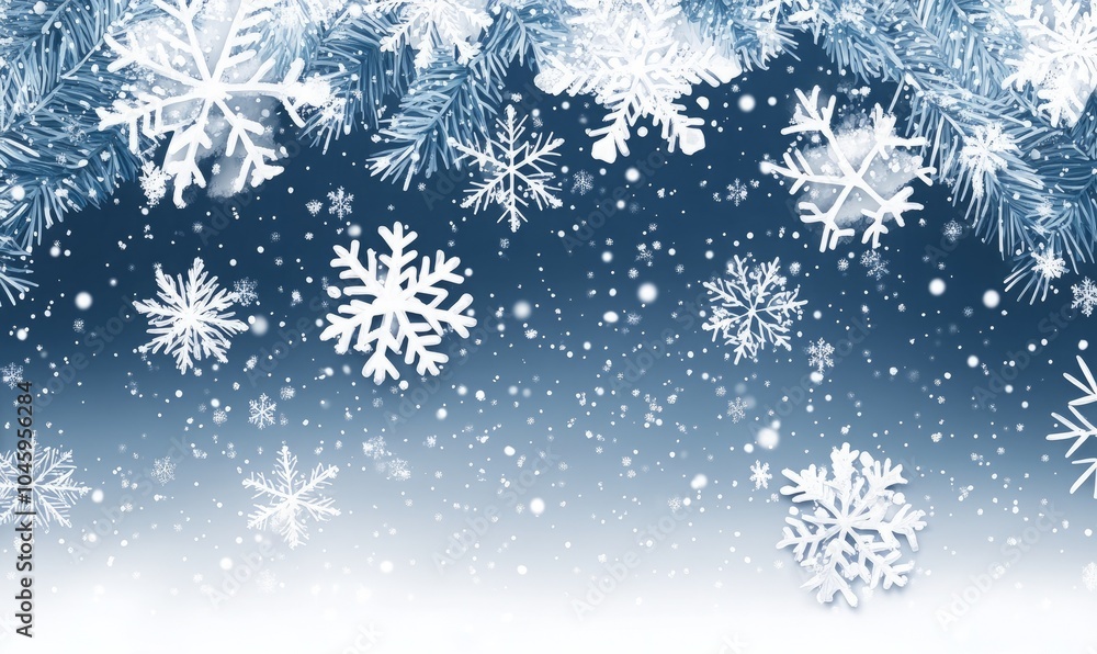 Snowflakes fade from top corner. Blizzard overlay, cold winter snow and ...