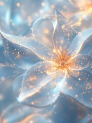 Aufkleber - Delicate snowflake shapes glow in icy shades, creating a mesmerizing atmosphere filled with enchanting winter beauty. Generative AI